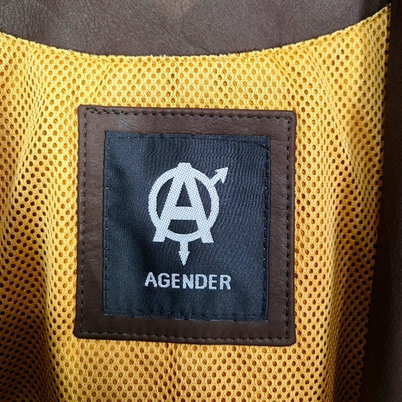 Agender, Dark Brown, Genuine Leeather Jacket, Size L Men - Picture 3 of 6